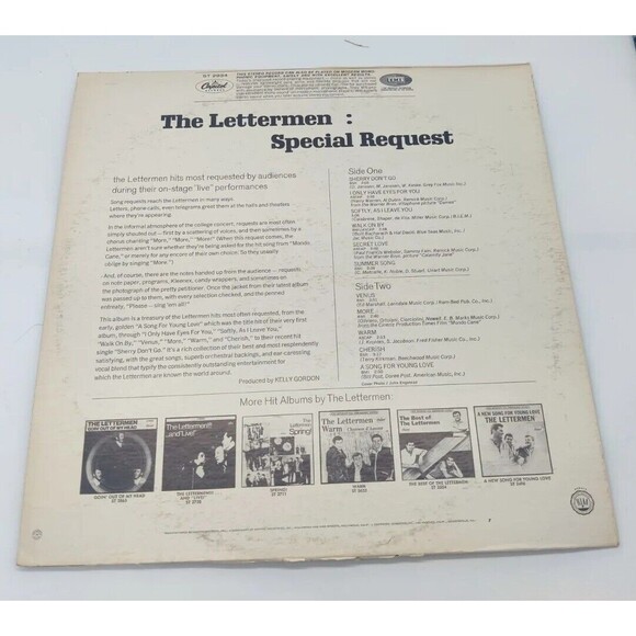 The Lettermen Special Request Vintage LP Vinyl Record Capitol Stereo ST2934 1962 - Picture 3 of 12